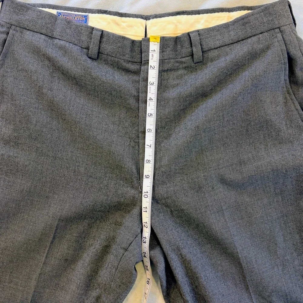 Pendleton Wool Dress Pants Mens 36x30 Gray Flat Front Pure Virgin Wool Made USA